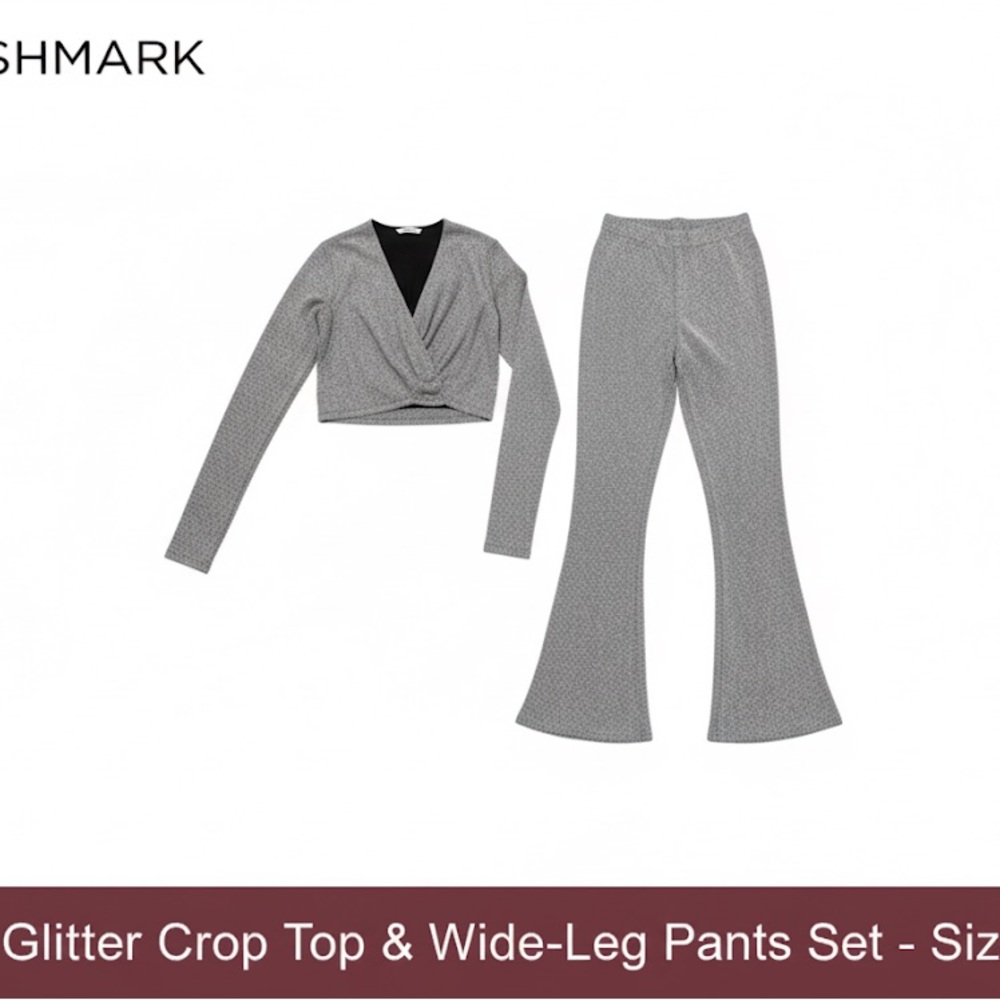 Forever 21 Gray Wide-Leg Pants Set